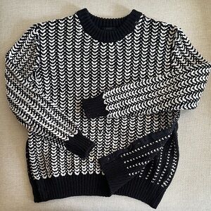 COS Black and White Patterned Crewneck Sweater